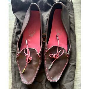 Tod's Women Gommino Brown pink Leather driving Loafers Size 36.5 w dustbag